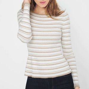 White House Black Market Metallic-Stripe Peplum Sweater size XS petite